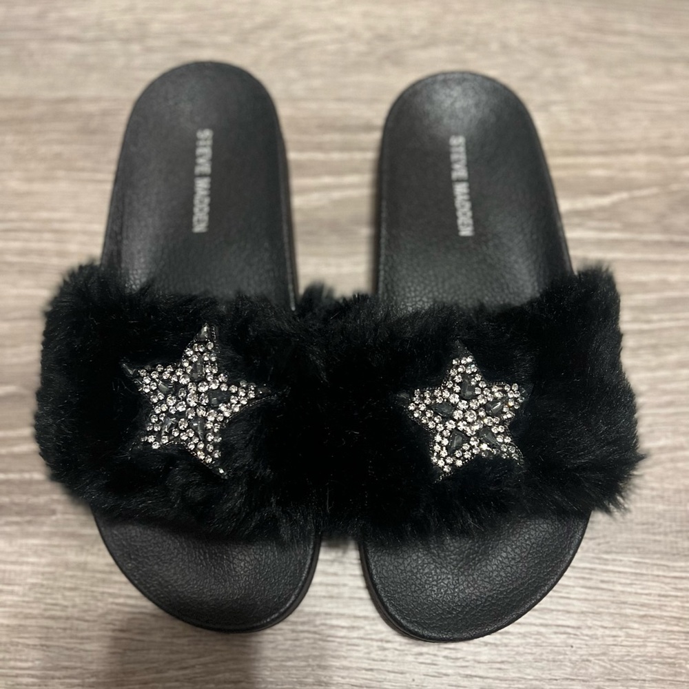 Steve Madden Faux Fur Slides
